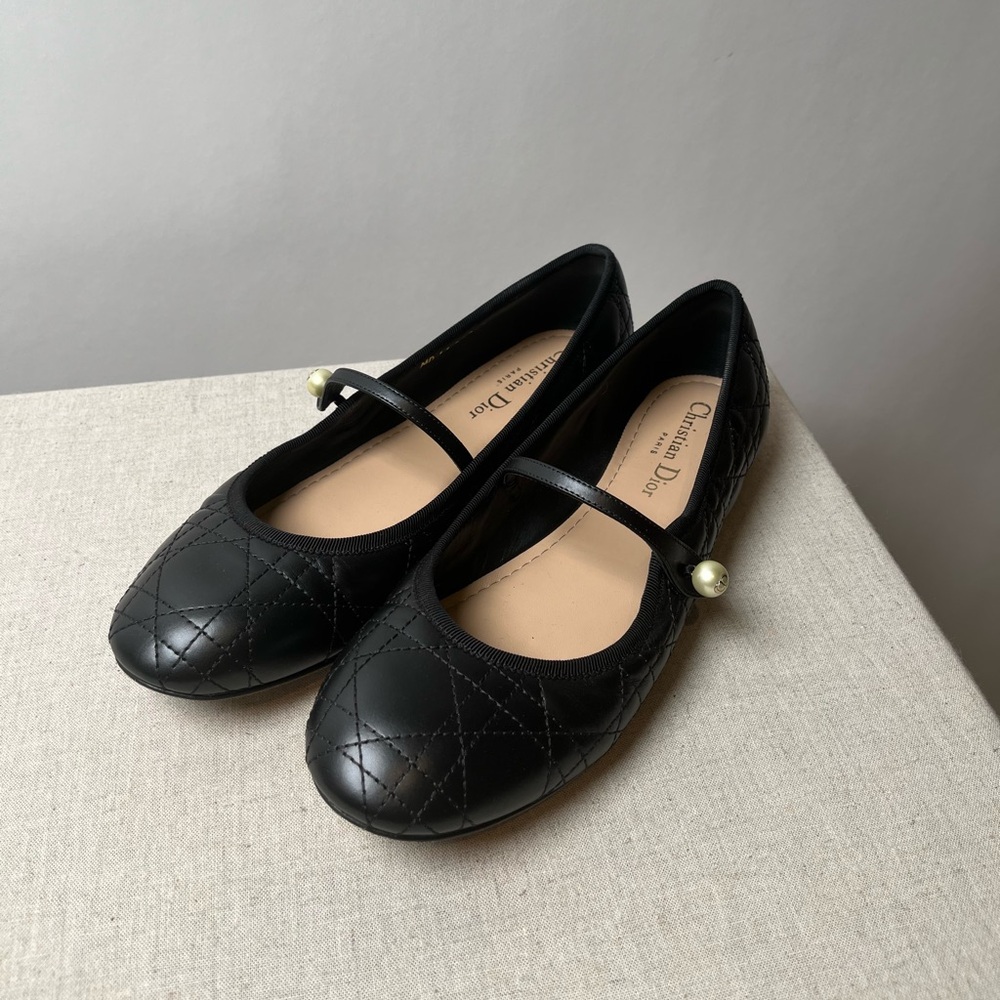 Dior Ballet Flat Black Quilted Cannage Mary Jane